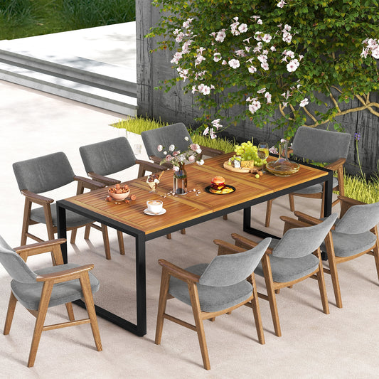 79 Inch Acacia Wood Patio Table, 1.9 Inch Umbrella Hole, Garden Poolside Patio Dining Tables Options at Gallery Canada