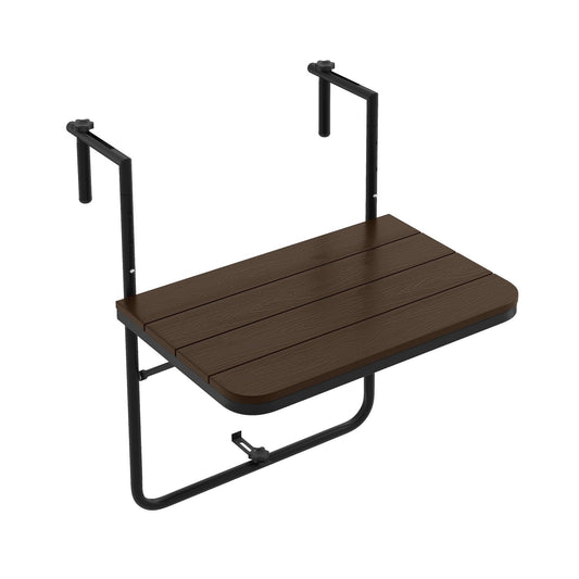 Folding Hanging Table with 3-Level Adjustable Height for Patio Balcony, Coffee
