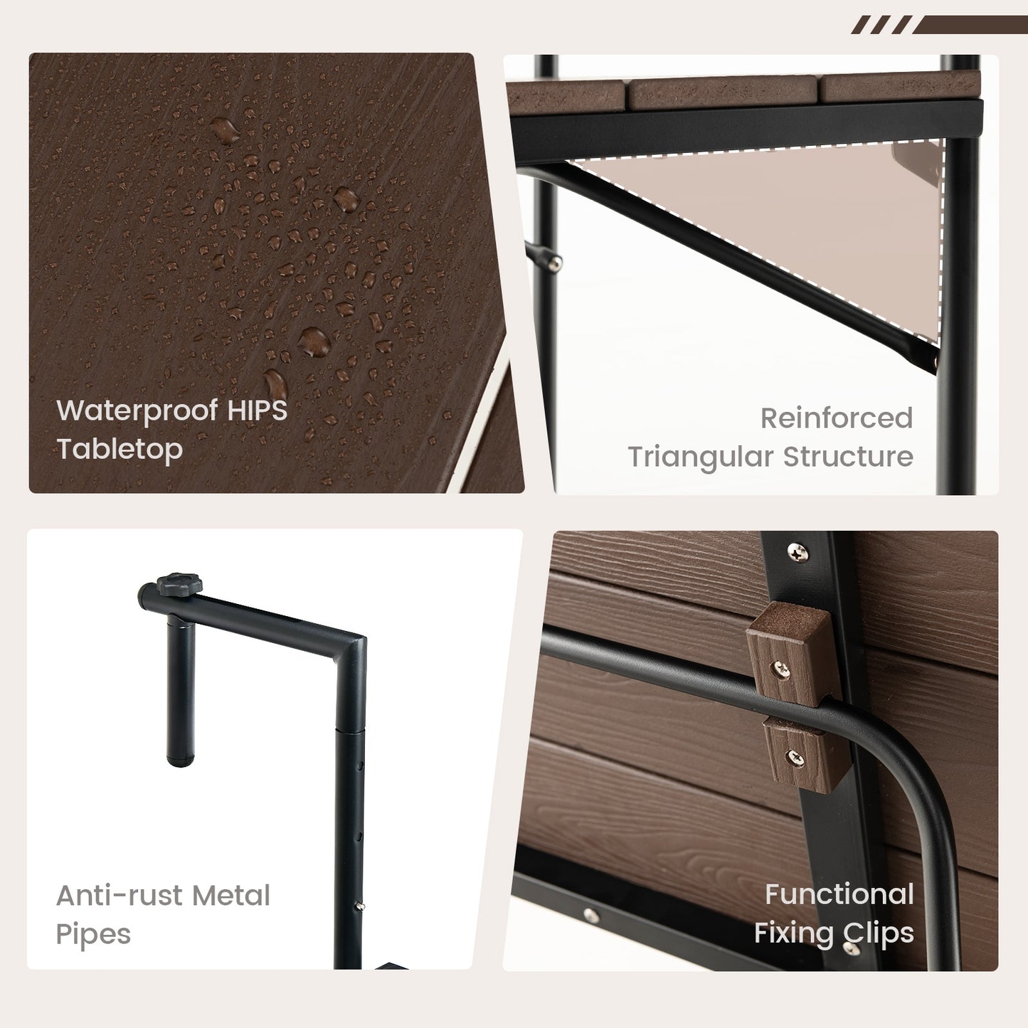 Folding Hanging Table with 3-Level Adjustable Height for Patio Balcony, Coffee Patio Tables at Gallery Canada