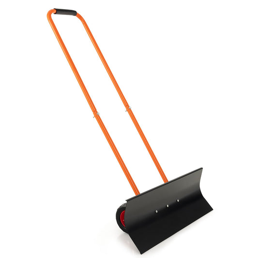 Snow Shovel with Wheels with 30 Inches Wide Blade and Adjustable Handle, Orange at Gallery Canada