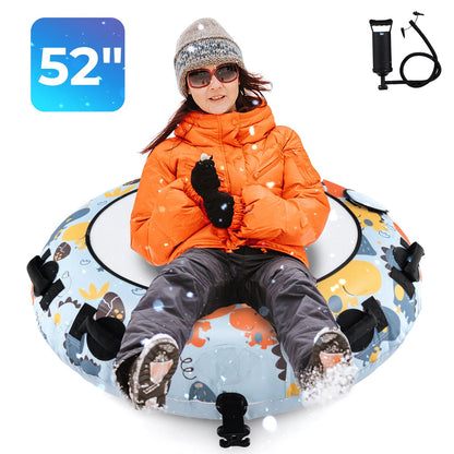 52 Inch Inflatable Snow Sled with Cold-Resistant and Heavy-Duty Material, Blue