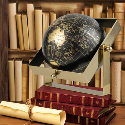 Geographic 6/ 8/ 10 Inch World Globe with Clear Printing and Square Frame-L, Black