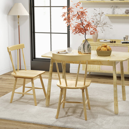 Windsor Style Armless Chairs, Solid Rubber Wood Frame, Natural Chairs Natural at Gallery Canada