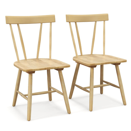 Windsor Style Armless Chairs with Solid Rubber Wood Frame, Natural