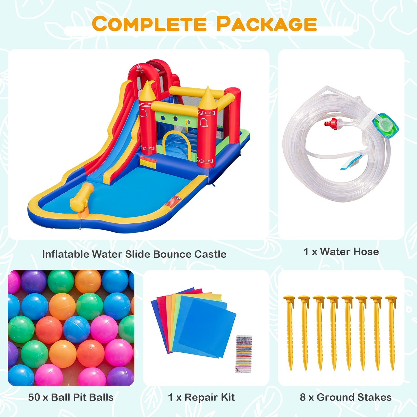 9-in-1 Inflatable Bounce Castle with Water Slide, Splash Pool, Multicolor Bounce House at Gallery Canada