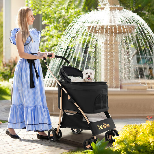 3-In-1 Pet Stroller, Removable Car Seat Carrier, Black Dog Supplies Black at Gallery Canada