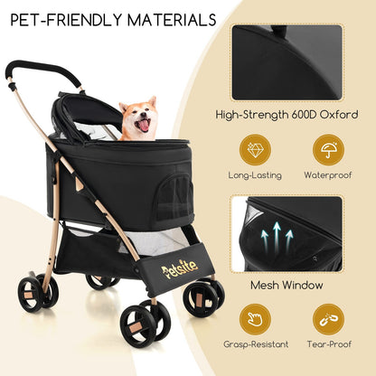 3-In-1 Pet Stroller with Removable Car Seat Carrier, Black