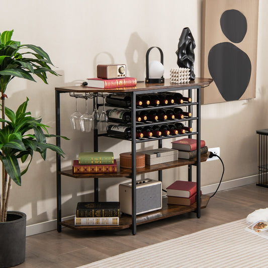 3-Tier Wine Bar Cabinet With Storage Shelves, Brown Wine Racks Brown at Gallery Canada