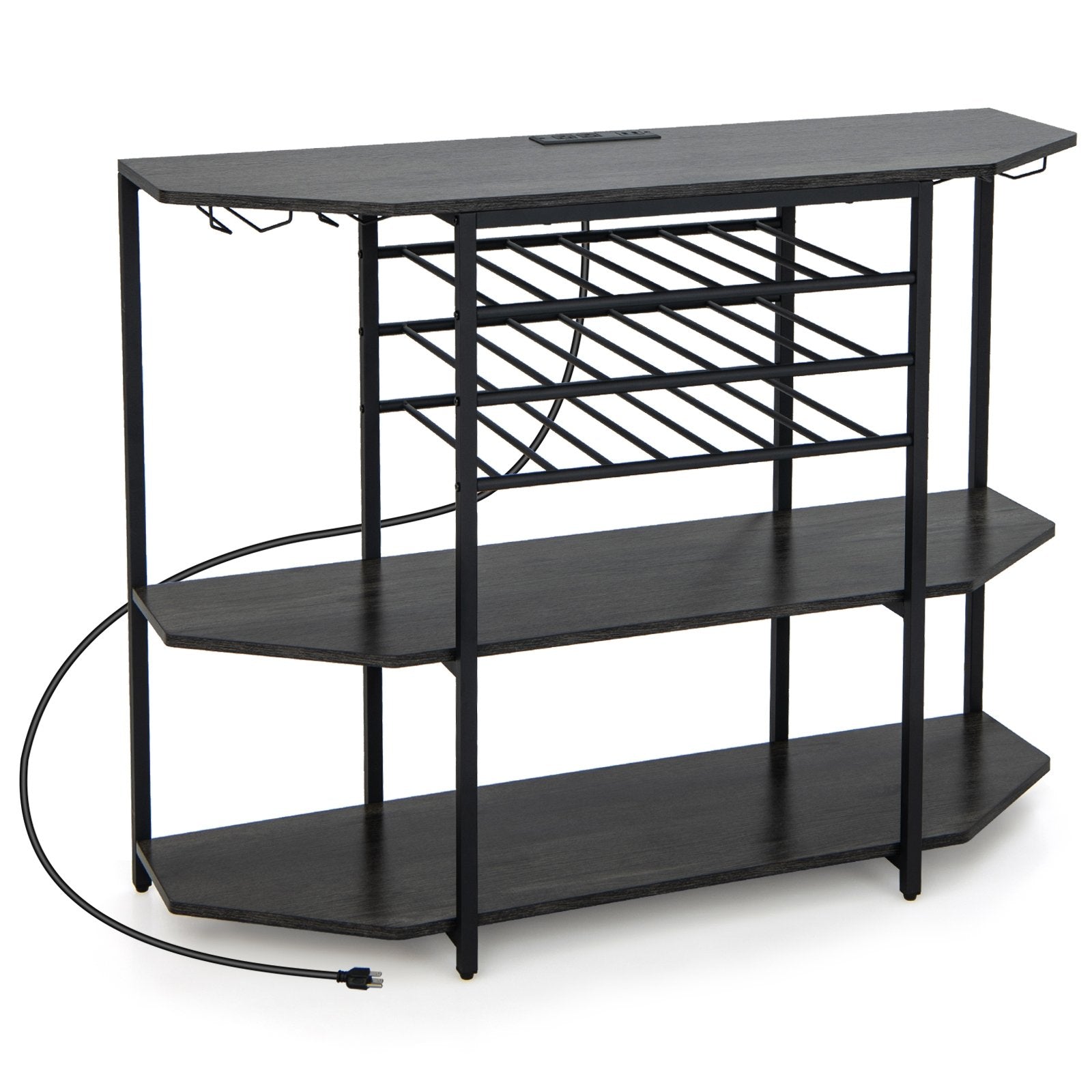 3-Tier Wine Bar Cabinet with Storage Shelves, Gray at Gallery Canada