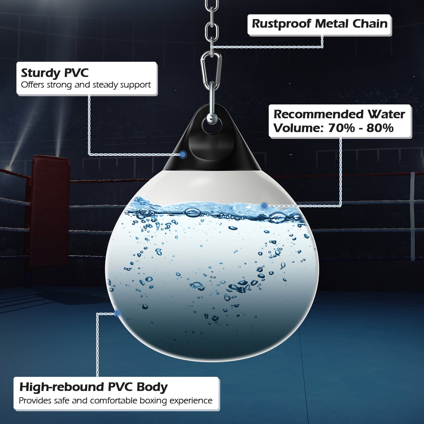21 Inch Water Punching Bag, Adjustable Metal Chain, White Boxing & Martial Arts at Gallery Canada