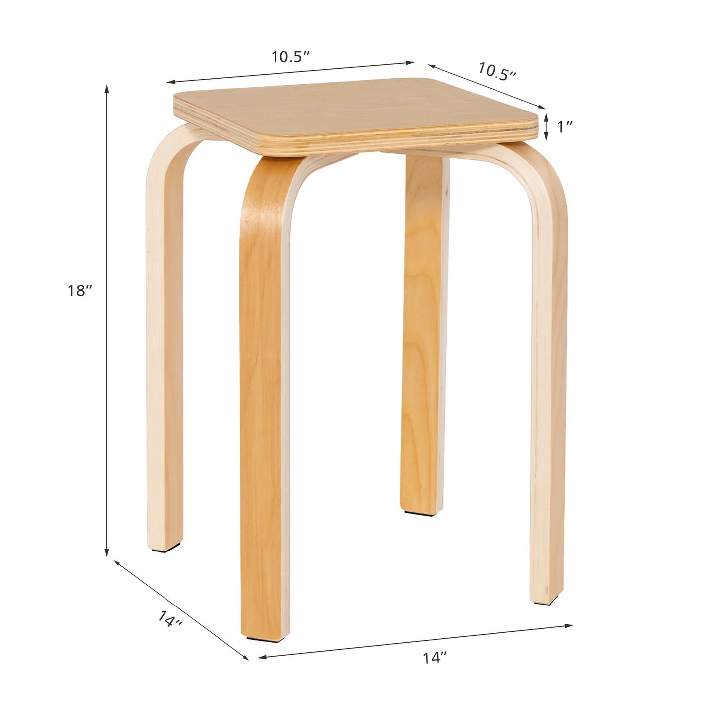 Stackable Stools Set of 4 with Square Top and Rounded Corners, Natural at Gallery Canada