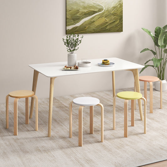 Set of 4 Bentwood Stackable Dining Stools, Round Tops, Multicolor Dining Chairs Multicolor at Gallery Canada