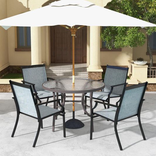 4 Piece Patio Dining Chairs, Large Outdoor Chairs, Blue