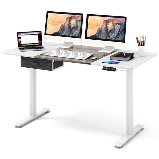 Height Adjustable Electric Standing Desk with USB Charging Port, Gray