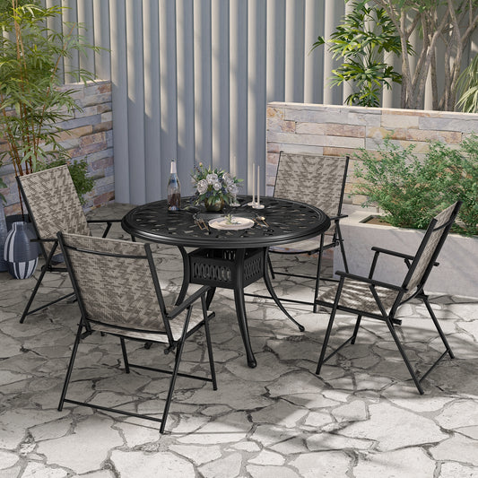 4 Folding Patio Chairs, Armrests, Portable Lawn Chairs, Gray Patio Dining Chairs Gray at Gallery Canada