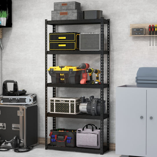 5-Tier Metal Shelving Unit, Height Adjustable Shelves, Garage-S, Black Garages Black at Gallery Canada