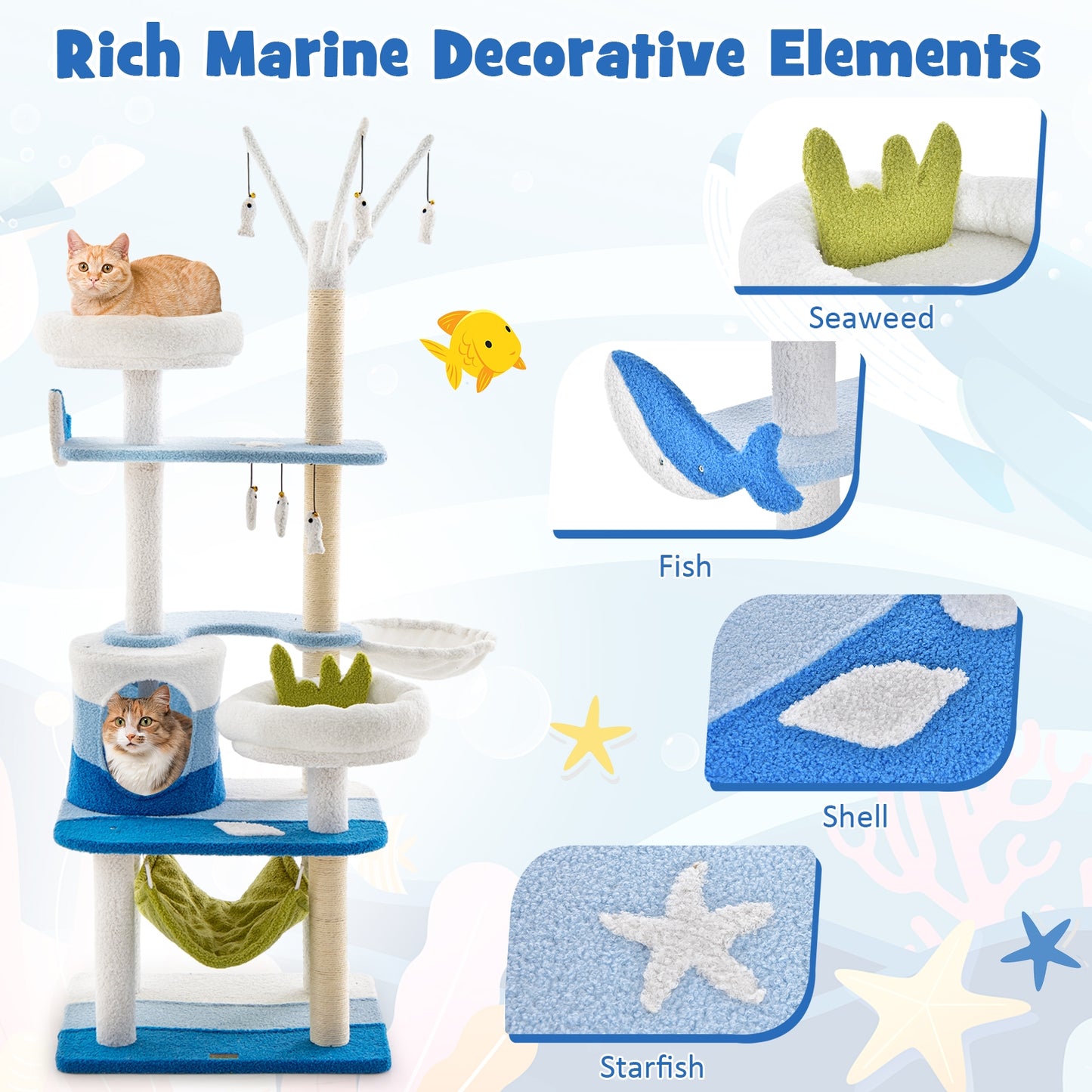 Multi-Level Cat Tower, Sisal Scratching Posts, Blue Cat Trees Condos & Scratchers at Gallery Canada