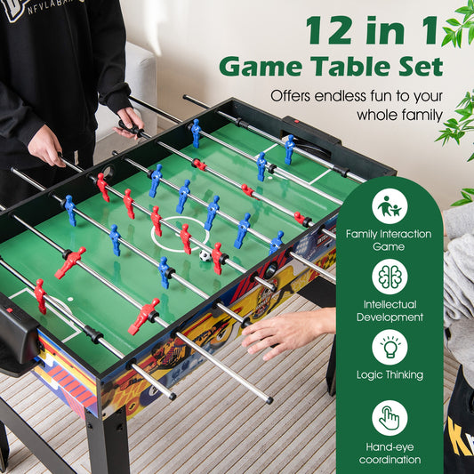 12-in-1 Combo Game Table Set with Foosball Air Hockey Pool Chess and Ping Pong, Multicolor Game Room Multicolor at Gallery Canada