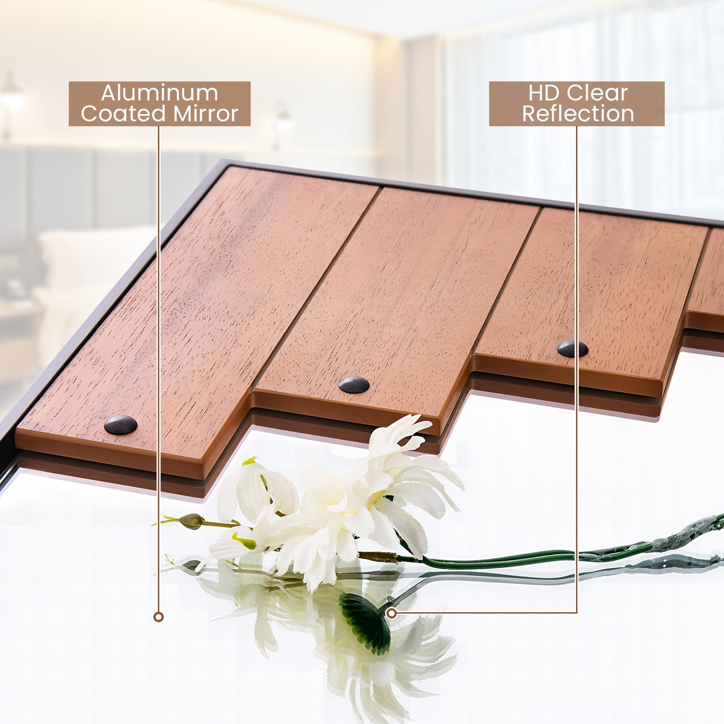 37.5 Inch x 26.5 Inch Rectangle Wall Mirror, Piano Key Frame, Wood Wall Mirrors at Gallery Canada