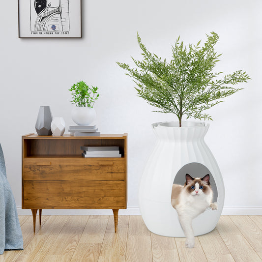Smart Plant Cat Litter Box, Electronic Odor Removal, Sterilization, White Cat Supplies White at Gallery Canada
