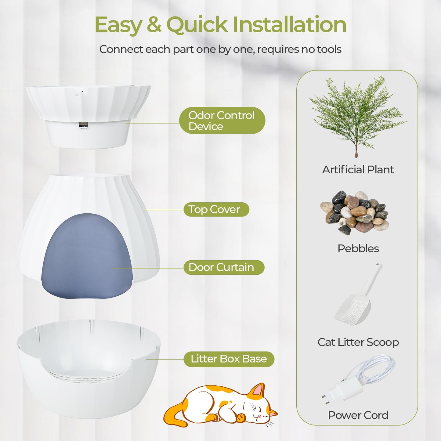 Smart Plant Cat Litter Box, Electronic Odor Removal, Sterilization, White Cat Supplies at Gallery Canada