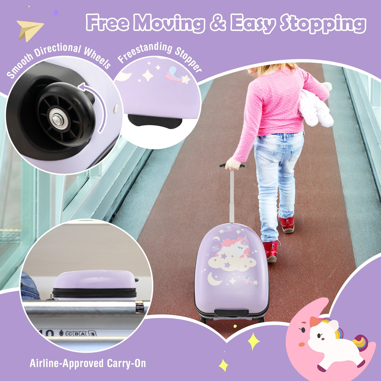 16 Inch Kids Hard Shell Suitcase With Wheels, Pink Kids Luggage at Gallery Canada