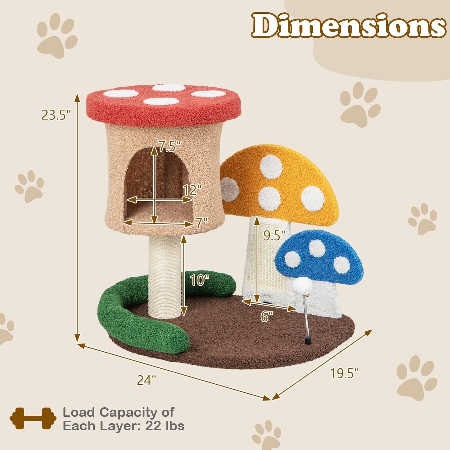 4-In-1 Cat Tree with Condo and Platform, Multicolor