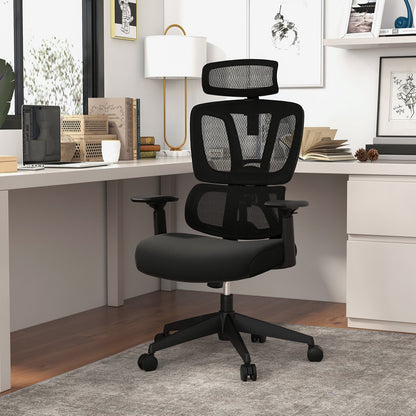 Ergonomic Office Chair with N Type Lumbar Support and Adjustable Headrest, Black at Gallery Canada