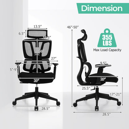 Ergonomic Office Chair with N Type Lumbar Support and Adjustable Headrest, Black at Gallery Canada