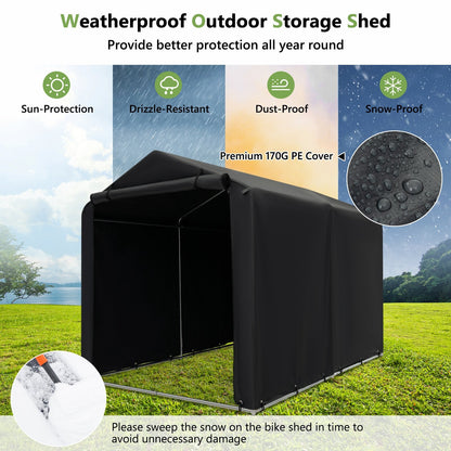 7 x 5.2FT Storage Shelter Outdoor Bike Tent with Waterproof Cover and Zipper Door, Gray