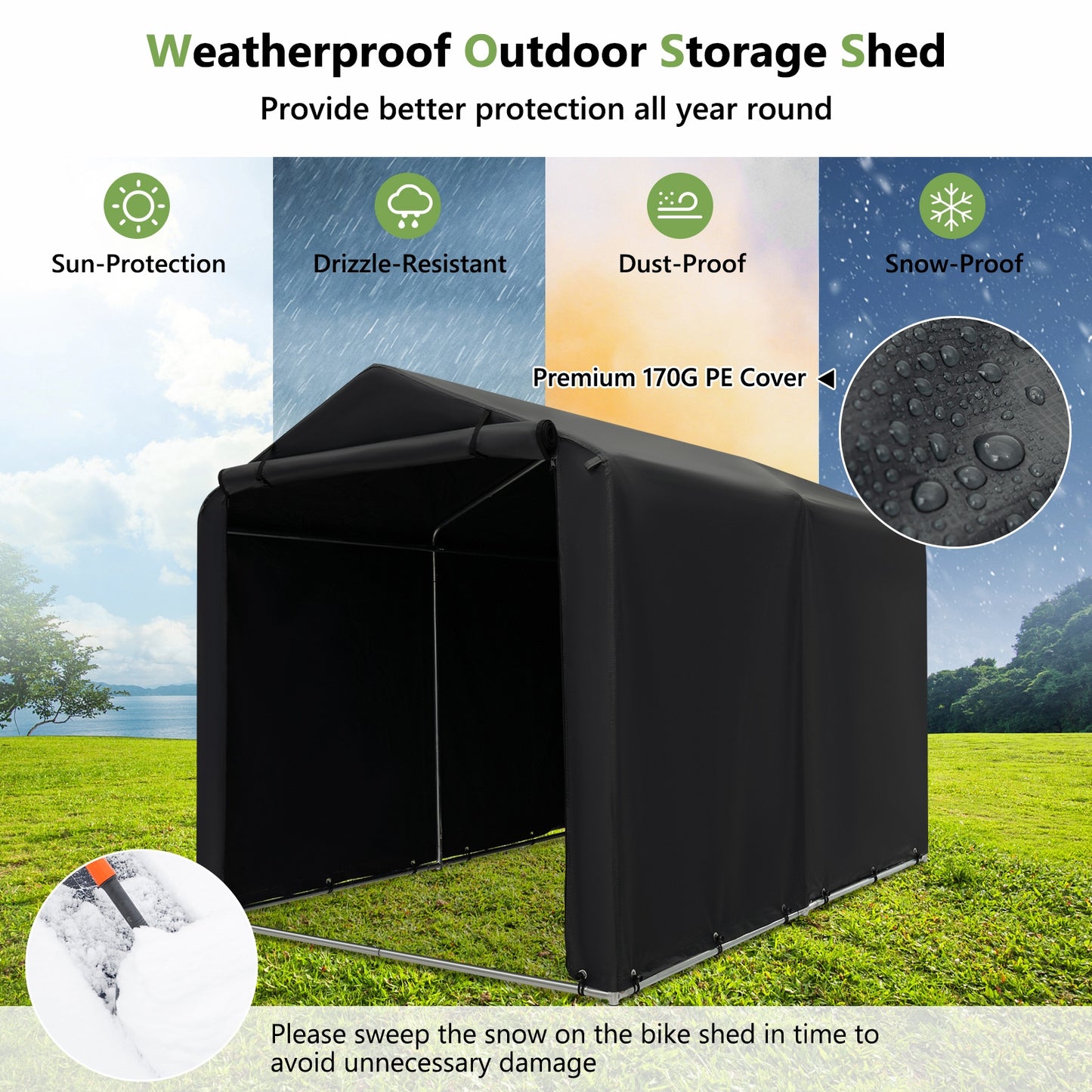 7 x 5.2FT Storage Shelter, Bike Tent With Waterproof Cover, Gray Carports at Gallery Canada