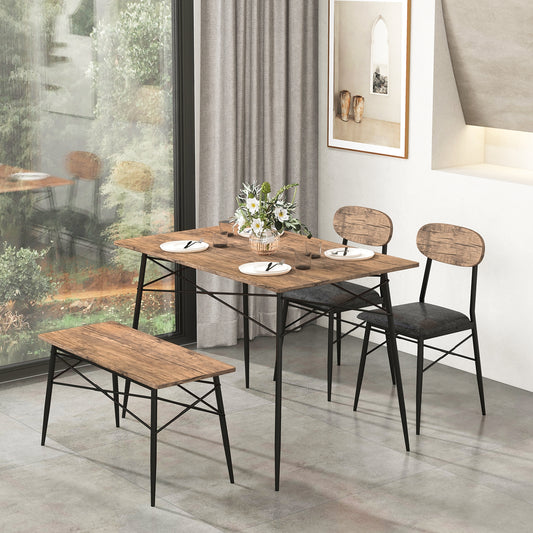 4 Piece Dining Table Set, Brown
