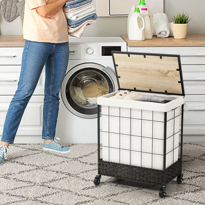 Laundry Hamper with Lid and Lockable Wheels