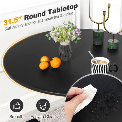 31.5" Round Dining Table with Anti-Slip PP Ring, Black