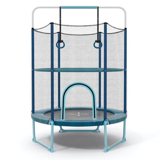 60" Trampoline with Gymnastic Bar and Rings for Kids, Blue at Gallery Canada
