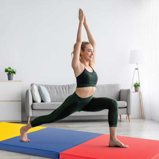 6 x 2 FT Tri-Fold Gym Mat, Handles, Removable Cover, Multicolor Yoga & Gym Mats Multicolor at Gallery Canada