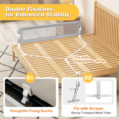 48 Inch Breathable Baby Swing Down Safety Bed Rail Guard, Gray
