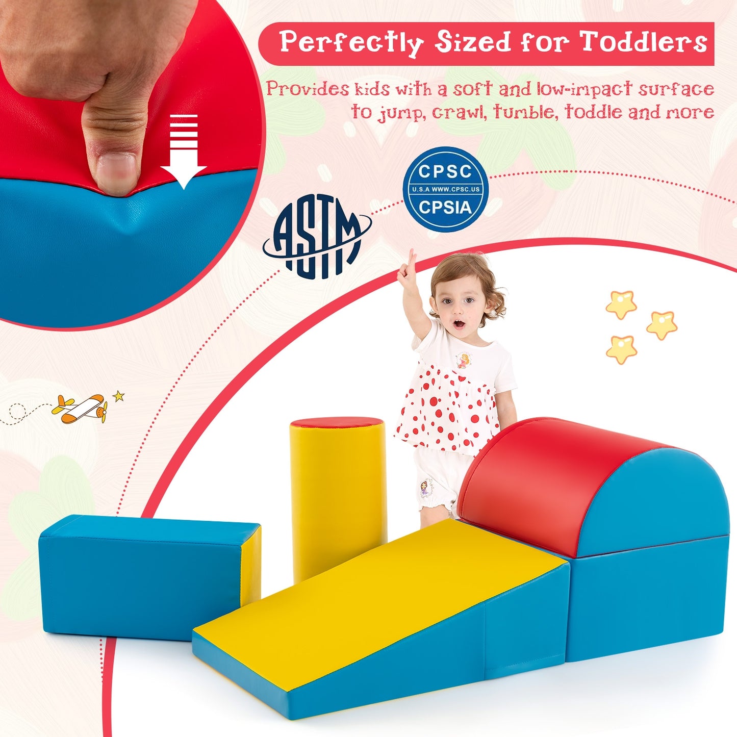 5-Piece Kids Climb And Crawl Activity Playset, Red Climbers & Slides at Gallery Canada