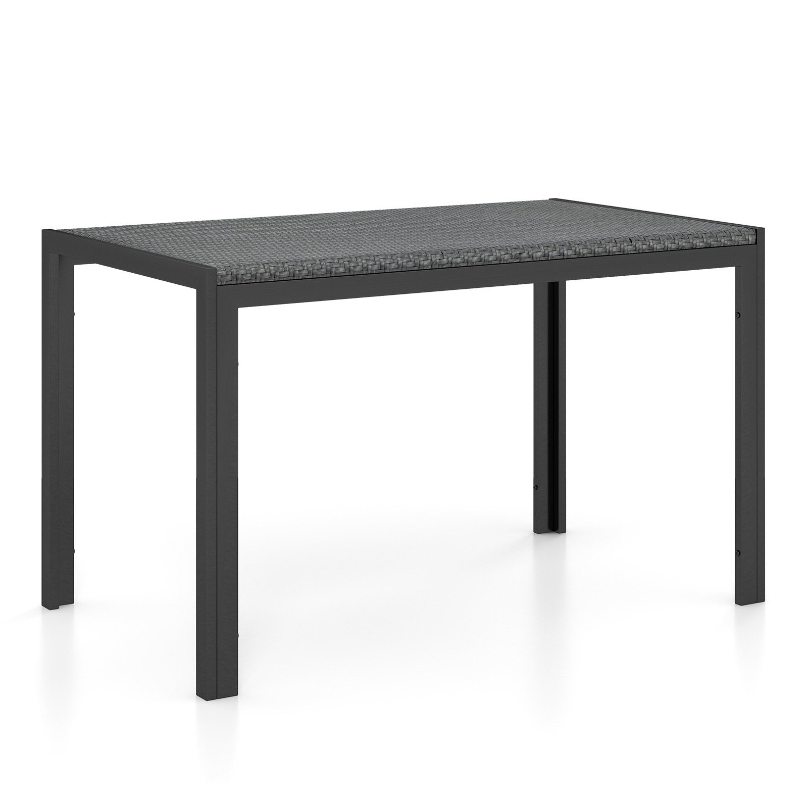 48 Inch Wicker Dining Table Patio Rectangular Rattan Table, Black at Gallery Canada