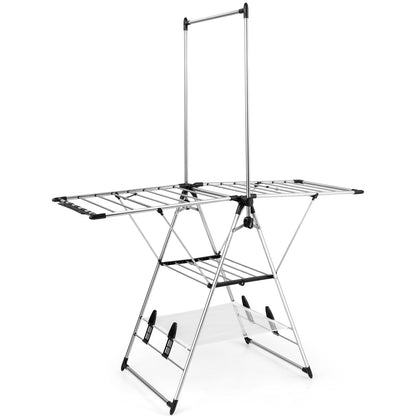 Clothes Drying Rack with 6-Level Adjustable Height, Silver