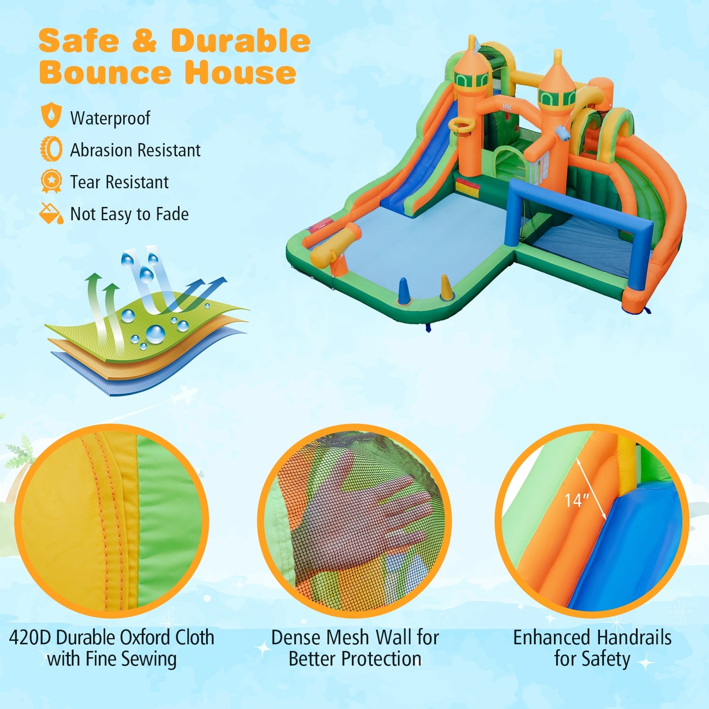 Inflatable Water Slide, 735W Blower, Multicolor Bounce House at Gallery Canada