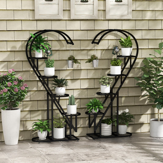 5 Tier Metal Plant Stand With Hanging Hook, Black Plant Stands Black at Gallery Canada
