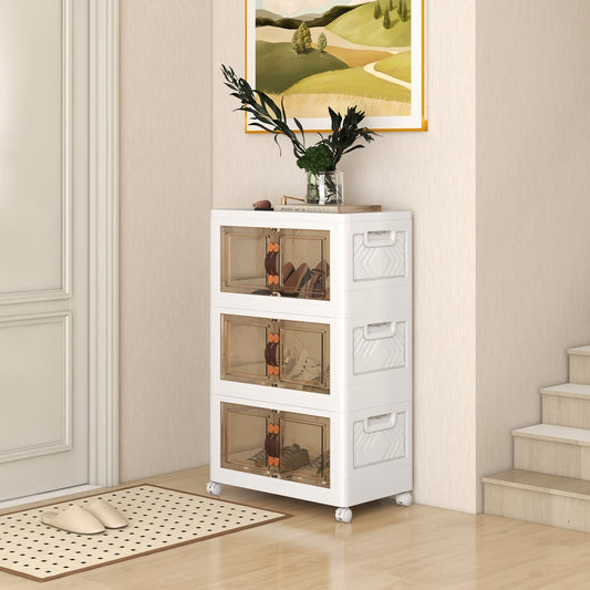 Stackable Storage Bins With Lockable Wheels, 3 Pack, White Cabinets & Chests White at Gallery Canada