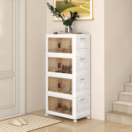 Stackable Storage Bins With Lockable Wheels, 4 Pack, White Cabinets & Chests White at Gallery Canada