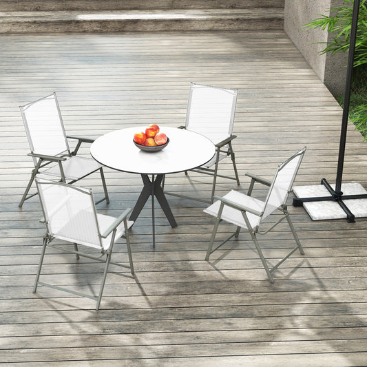 Patio Folding Chair Set, 4 Chairs, Rustproof Metal Frame, White Beach & Lawn Chairs White at Gallery Canada