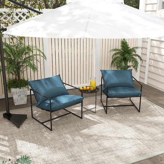 2 Sling Accent Chairs, Indoor Outdoor Weatherproof Fabric, Navy Patio Dining Chairs Navy at Gallery Canada