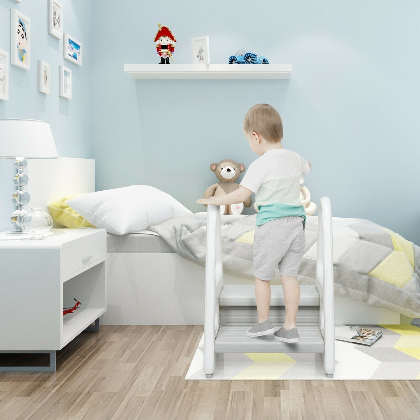 Kids Step Stool With Armrest, For Kitchen Toilet Potty Training, Gray Toddler & Kids Furniture at Gallery Canada