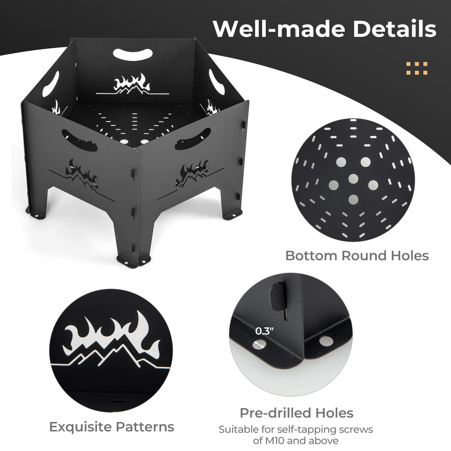 19 Inches Collapsible Portable Fire Pit, With Storage Bag, Black Fire Pits at Gallery Canada