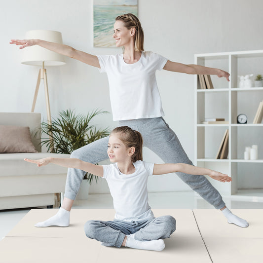 6 x 2 FT Tri-Fold Gym Mat, Handles, Removable Cover, Light Gray Yoga & Gym Mats Light Gray at Gallery Canada
