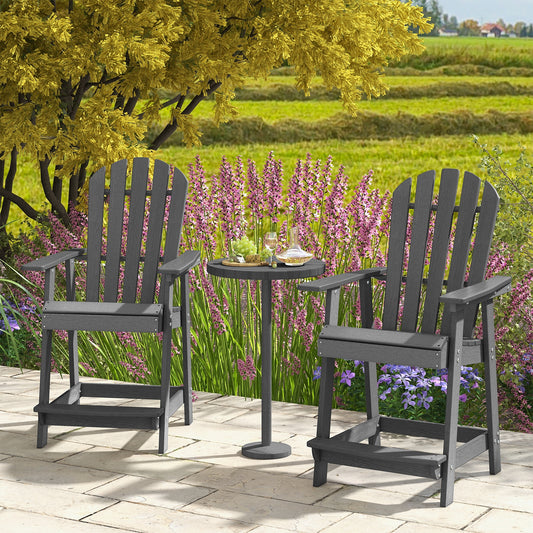 HDPE Patio Chair With Armrest, Footrest, Gray Adirondack Chairs Gray at Gallery Canada